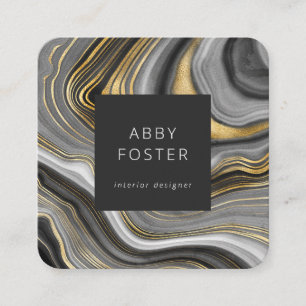Moderne Gray Gold Marble Designer Business Card Quadratische Visitenkarte