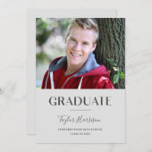 Moderne Gray Graduate 1-Foto Graduation Party Einladung (Vorne/Hinten)