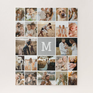 Moderne Gray Monogram 22 FotoCollage Puzzle