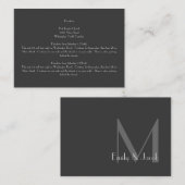 Moderne Gray Monogram Directors Insert Cards (Vorne/Hinten)