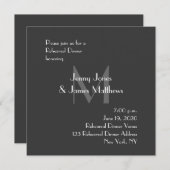 Moderne Gray Monogram Probe Dinner Einladung (Vorne/Hinten)
