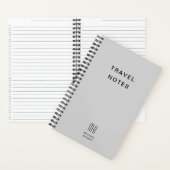 Moderne Gray Monogram Travel Notizblock (Innen)
