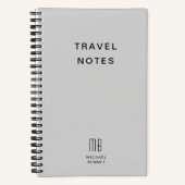 Moderne Gray Monogram Travel Notizblock (Vorderseite)