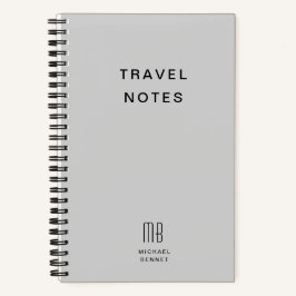 Moderne Gray Monogram Travel Notizblock