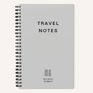 Moderne Gray Monogram Travel Notizblock