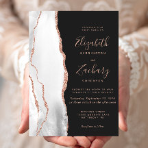 Moderne Gray Rose Gold Agate Slate Black Wedding