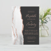 Moderne Gray Rose Gold Agate Slate Black Wedding Einladung (Stehend Vorderseite)