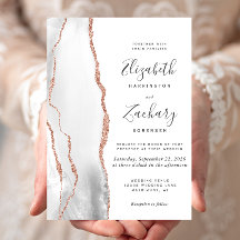Moderne Gray Rose Gold Agate Wedding