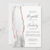 Moderne Gray Rose Gold Agate Wedding Einladung (Vorderseite)