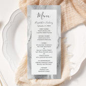 Moderne Gray Silver Agate Wedding Menükarte