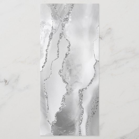Moderne Gray Silver Agate Wedding Menükarte (Rückseite)