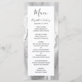 Moderne Gray Silver Agate Wedding Menükarte (Vorderseite)