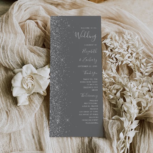 Moderne Gray Silver Glitzer Edge Wedding