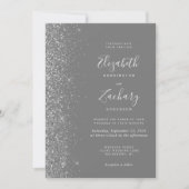 Moderne Gray Silver Glitzer Edge Wedding Einladung (Vorderseite)