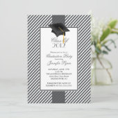 Moderne Gray Stripe Graduation Party Einladung (Stehend Vorderseite)
