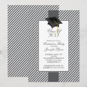 Moderne Gray Stripe Graduation Party Einladung (Vorne/Hinten)