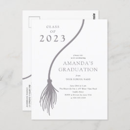 Moderne Gray Tassel Graduation Party Postcard Postkarte