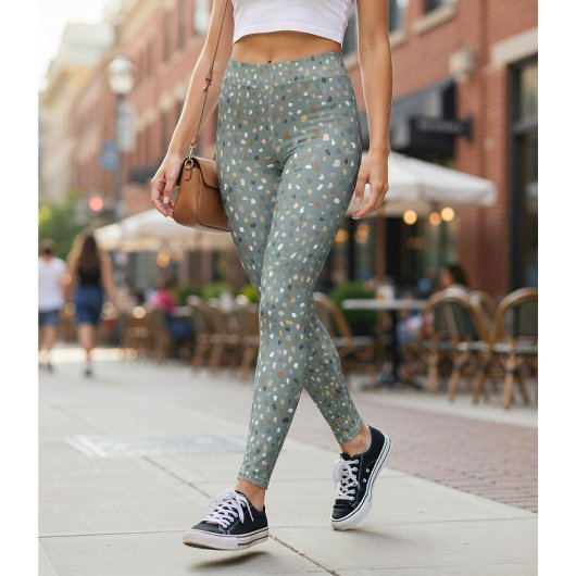 Moderne Gray Terrazzo Muster Leggings
