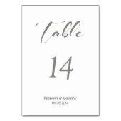 Moderne Gray Text Wedding Tischnummer (Vorderseite)