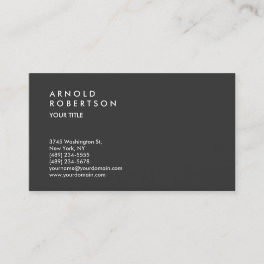Moderne Gray Trendy Beruflich Business Card Visitenkarte (Vorderseite)