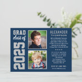 Moderne Gray Two Fotos Graduation Party Einladung (Stehend Vorderseite)