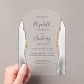 Moderne Gray White Gold Agate Arch Wedding Acryleinladungen (Insitu (Handheld))