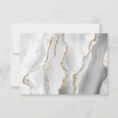 Moderne Gray White Gold Agate Dark Wedding RSVP Karte (Rückseite)