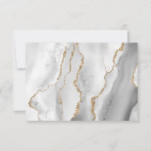 Moderne Gray White Gold Agate Wedding RSVP Karte (Rückseite)