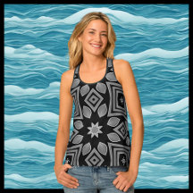 Moderne Gray & White Grafik auf Black Women's