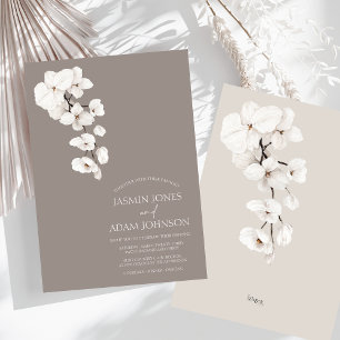 Moderne Gray White Orchid Elegante Hochzeit Einladung
