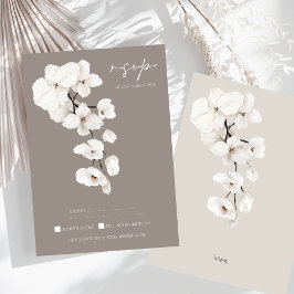 Moderne Gray White Orchid Elegante Hochzeit RSVP Karte