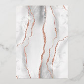 Moderne Gray White Rose Gold Agate Hochzeit Folieneinladung (Rückseite)