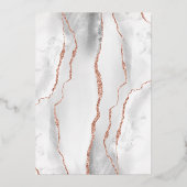Moderne Gray White Rose Gold Agate Hochzeit Folieneinladung (Rückseite)