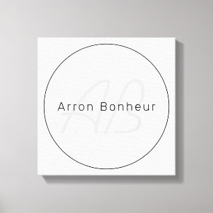 Moderne Grays & Black   Cooler Name und Monogramm Leinwanddruck