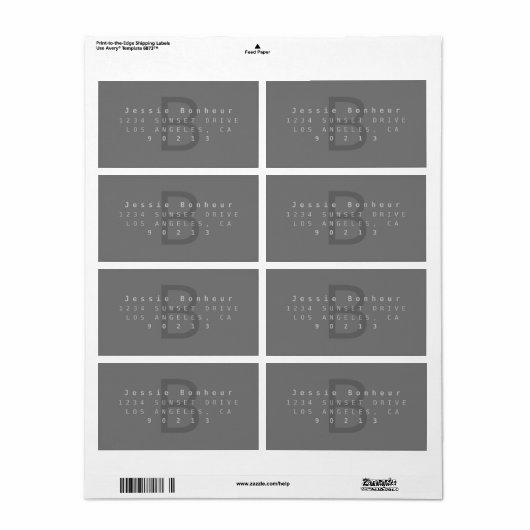 Moderne Grays-Rücksendeadresse (Vorne)