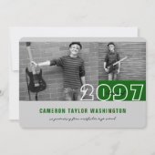 Moderne Green 2 Foto Block Simple Graduation Party Einladung (Vorderseite)