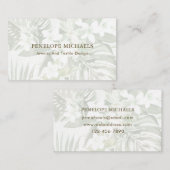Moderne Green and White Palm Blätter Business Card Visitenkarte (Vorne/Hinten)