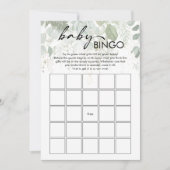 Moderne Green Baby Shower Baby Bingo Card Einladung (Vorderseite)