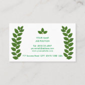 Moderne Green Bay-Blätter auf Weiß Visitenkarte (Rückseite)
