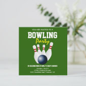 Moderne Green Bowling Baby Dusche Einladung (Stehend Vorderseite)