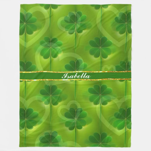 Moderne Green Clover 4 Lists Fleecedecke (Vorderseite)