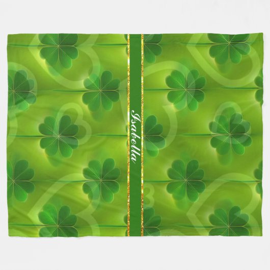 Moderne Green Clover 4 Lists Fleecedecke (Vorderseite (Horizontal))