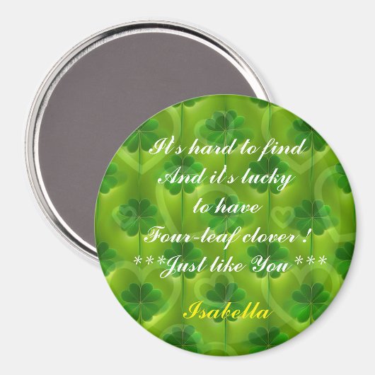 Moderne Green Clover 4 Lists Magnet (Vorderseite/Rückseite)