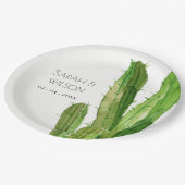 MODERNE GREEN DESERT CACTUS FOLIAGE WATERCOLOR PAPPTELLER (Schrägansicht)
