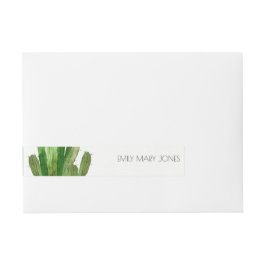 MODERNE GREEN DESERT CACTUS FOLIAGE WATERCOLOR Rundum-Adressaufkleber