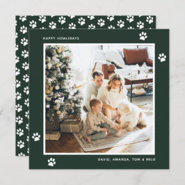 Moderne Green Dog Owner Foto Happy Howlidays Card Feiertagskarte