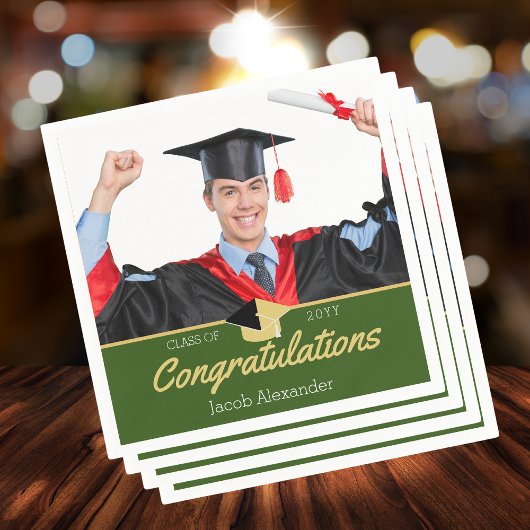 Moderne Green Foto Abschluss Klasse 20xx Serviette
