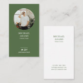 Moderne Green Foto Social Media Business Cards Visitenkarte (Vorne/Hinten)