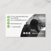 Moderne Green Fotograf Business Card Visitenkarte (Rückseite)