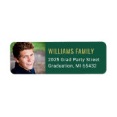 Moderne Green Gold Abschluss Foto Rücksendeadresse (Vorne)